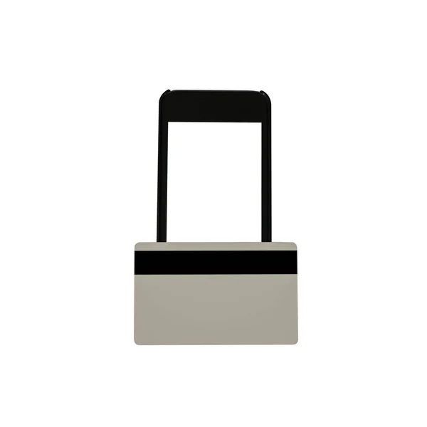 Nahaufnahme eines schwarzen Smartphones mit weißem Bildschirm und einem Guthaben — Stockfoto