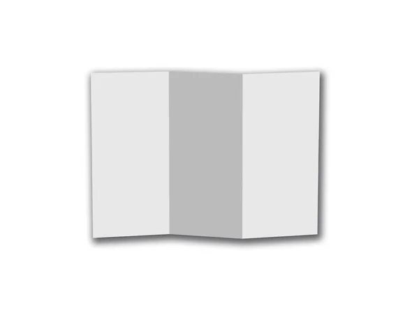 빈 Trifold 화이트 템플릿 종이 흰색 배경에 고립 — 스톡 사진