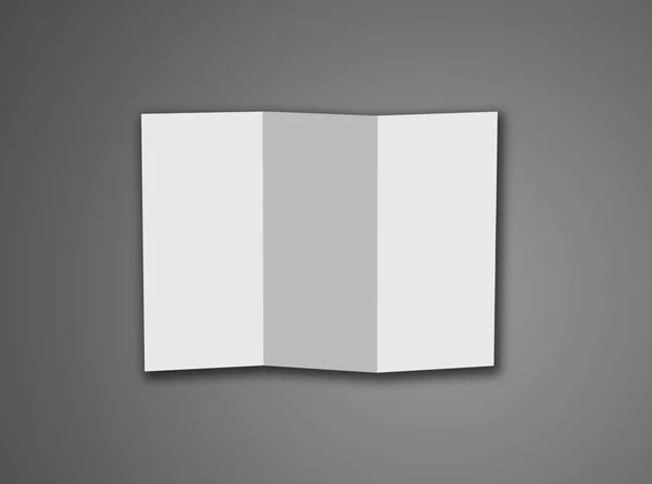 Leeres dreifach weißes Schablonenpapier isoliert auf grauem Hintergrund — Stockfoto
