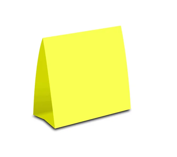 Barraca de mesa amarela em branco sobre branco. Papel cartões verticais isolados — Fotografia de Stock