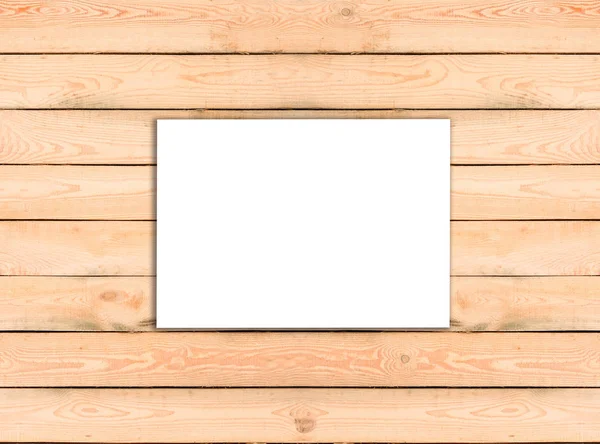 Leere A4 weißes Flyer-Vorlagenpapier auf Holzhintergrund mit so — Stockfoto