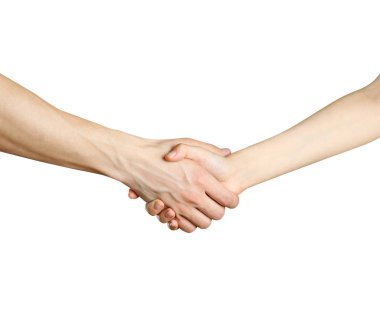 El sıkışma erkekler ve kadınlar. Beyaz bir arka plan üzerinde izole