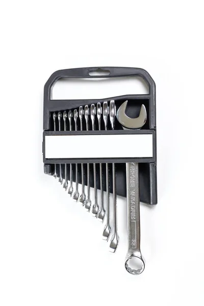 Conjunto de llaves planas. Kit de herramientas para el coche. Aislado en ba blanca —  Fotos de Stock