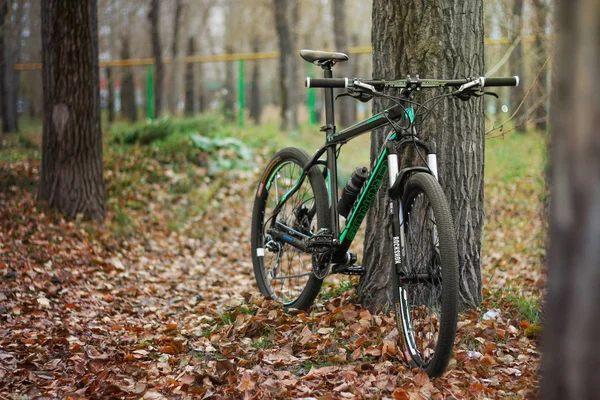 Krasnoyarsk, Ryssland - 16 oktober 2017: Mountainbike i hösten — Stockfoto