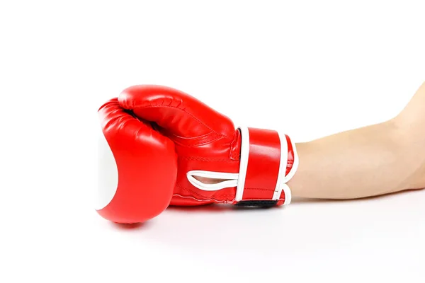 Luvas de boxe vermelhas. Duas luvas de desporto. Isolado em um backgr branco — Fotografia de Stock