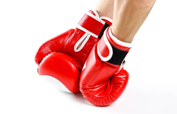 Червоний боксерські рукавички. Два рукавички спорт. Ізольовані на білий фонової м — стокове фото