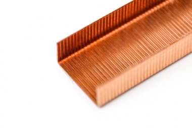 Beyaz bir arka plan üzerinde zımba için altın zımba. Portre