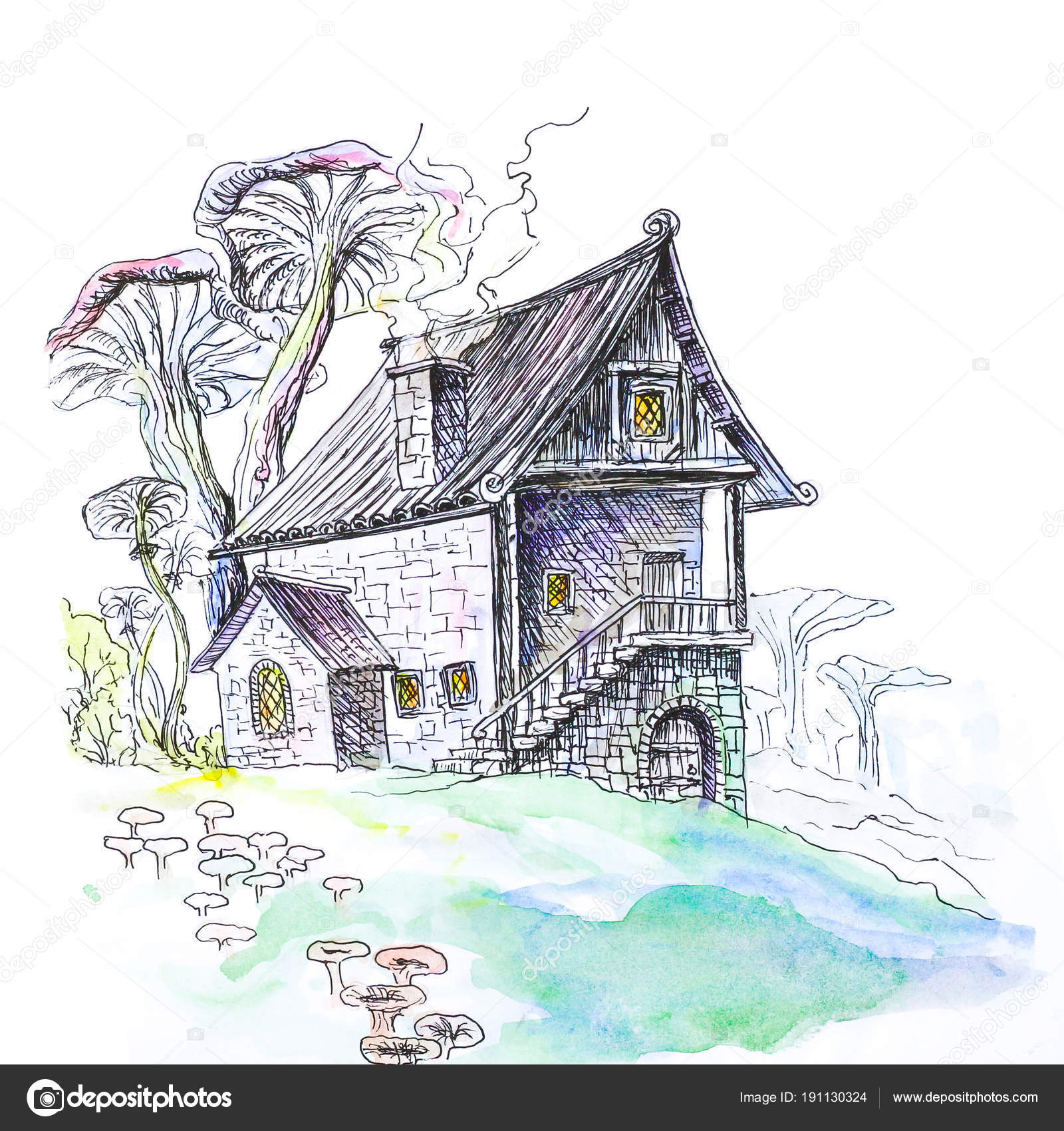 dessin maison champignon