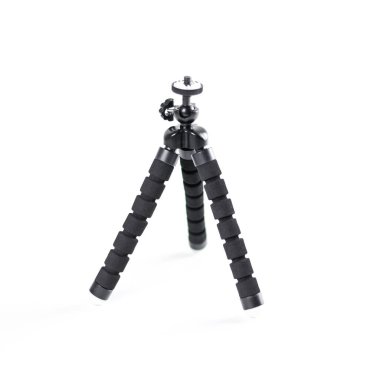 Telefonunuz için bir tripod. Yakın çekim. Beyaz arka plan üzerinde izole.