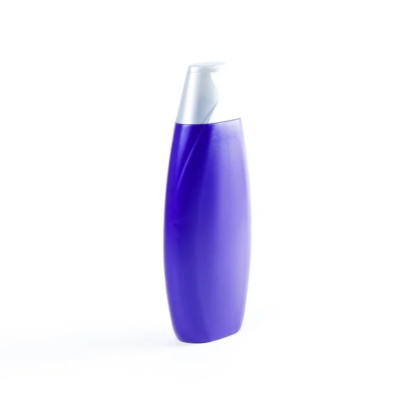 Blaue Shampoo Flasche Nahaufnahme Isoliert Auf Weißem Hintergrund — Stockfoto