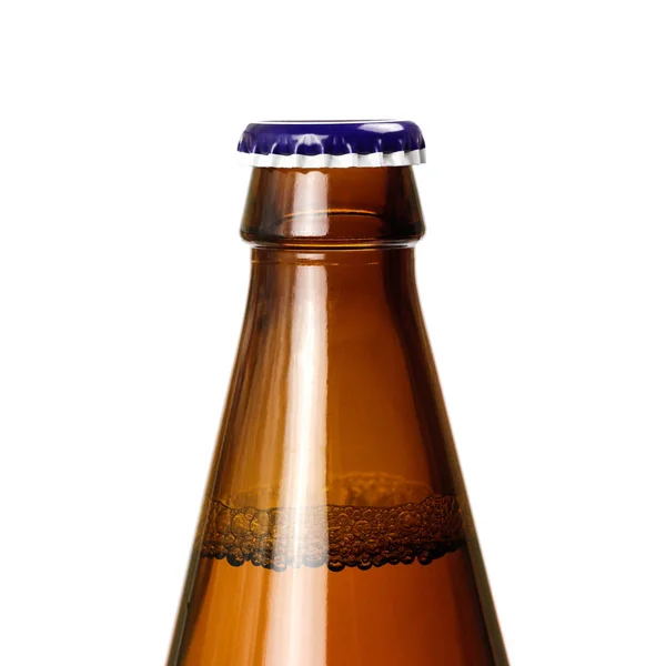 Brown beer bottle with metal lid. Close up. Isolated on white ba — ストック写真