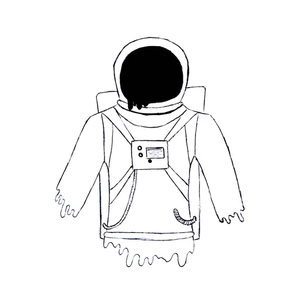 Bir astronotun silueti. Siyah kalemle çizilmiş. İzole edilmiş — Stok fotoğraf