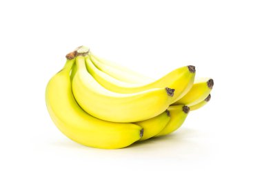 Sarı taze muzlar. Kapatın. Beyaz arkaplanda izole