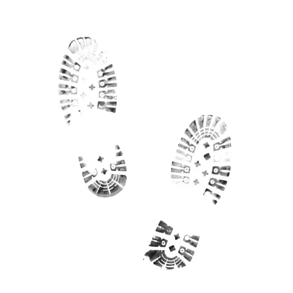 Muddy bootprints. Isolated on white background. Close up — Stock Photo, Image