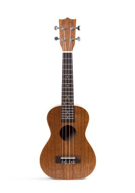 Ukulele. Kapatın. Beyaz arkaplanda izole