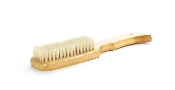 Brush with wooden handle. Close up. Isolated on a white backgrou — Stock Photo, Image