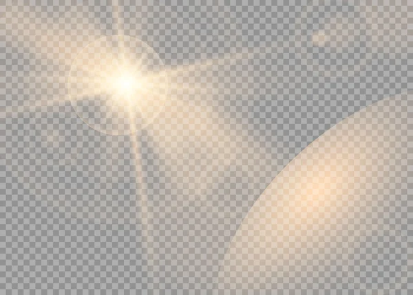 Vektor átlátszó napfény speciális lencse fáklya fényhatás. — Stock Vector