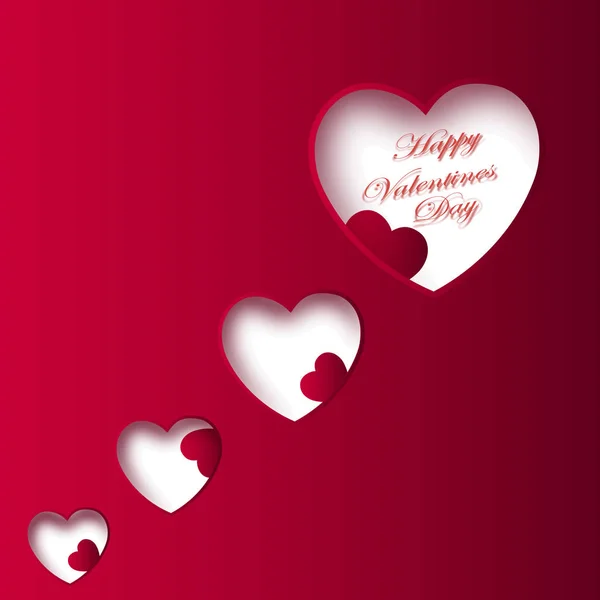 Feliz Día de San Valentín Dibujo a mano Vector Diseño de letras con corazones de papel cortados . — Archivo Imágenes Vectoriales