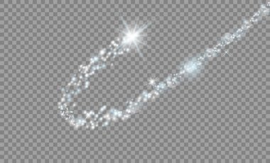 Işık parlama efekti üzerinde şeffaf background.Comet izole parıldıyor ile patlamaları yıldız