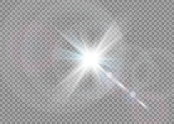 Vetor luz solar transparente efeito de luz de erupção de lente especial. — Vetor de Stock