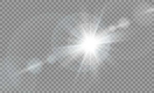 Vetor luz solar transparente efeito de luz de erupção de lente especial. —  Vetores de Stock