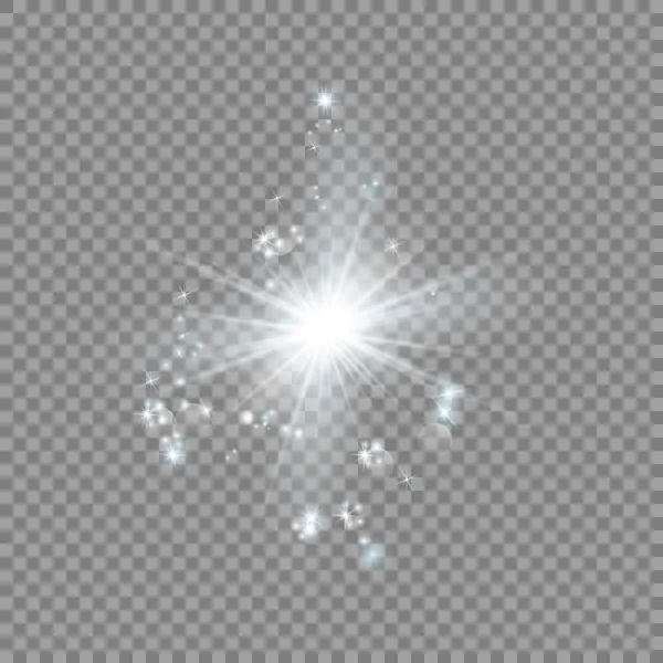 Efecto de luz brillante. Estrella estalló con brillantes.Un. — Vector de stock