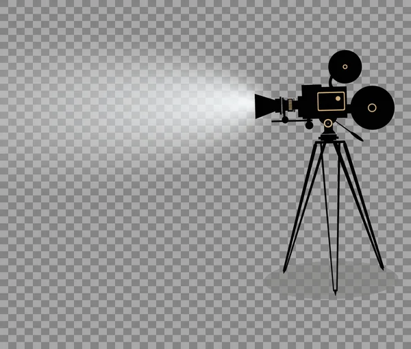 Antiguo estilo de la cámara de cine icono plano. Proyector de cine retro . — Vector de stock