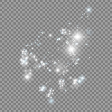 Parlama ışık efekti. Vektör çizim. Noel flash toz