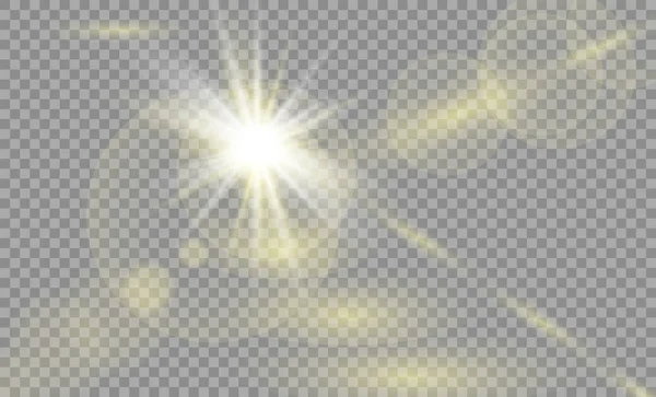 Luce solare trasparente vettoriale effetto luce di brillamento speciale lente. — Vettoriale Stock