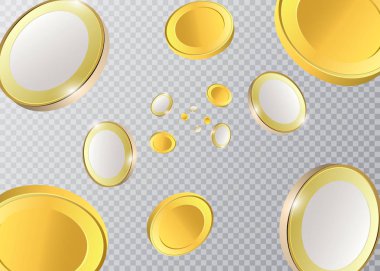 Altın sikke vektör Illustration. Saydam arka plan üzerinde izole para.