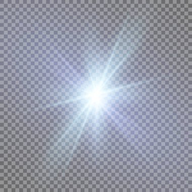 Şeffaf güneş ışığı vektörü. Özel lens ışık efekti.