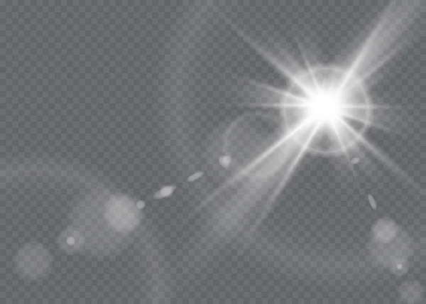 Şeffaf güneş ışığı vektörü. Özel lens ışık efekti..