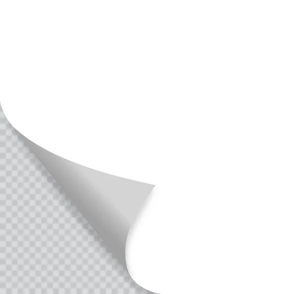 Feuille de papier vierge avec boucle de page et ombre, élément de conception pour la publicité et le message promotionnel isolé sur fond blanc. Illustration vectorielle EPS 10 . — Image vectorielle