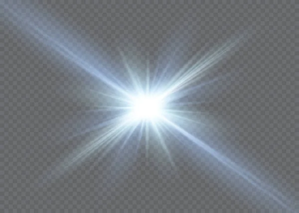 Stern auf transparentem Hintergrund, Lichteffekt, Vektorillustration. Explosion mit funkeln.sun.magic — Stockvektor