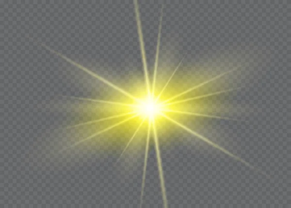 光の効果だ。輝く太陽と星のバースト. — ストックベクタ