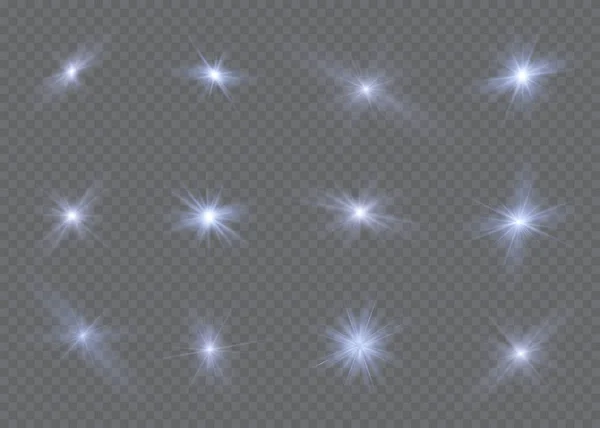 Glow ljuseffekt. Star burst med gnistrar. solljus. — Stock vektor