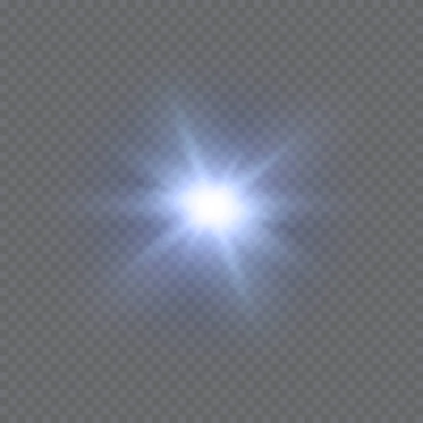 Stella su sfondo trasparente, effetto di luce, illustrazione vettoriale. esplosione con scintilli.Sun.magic — Vettoriale Stock