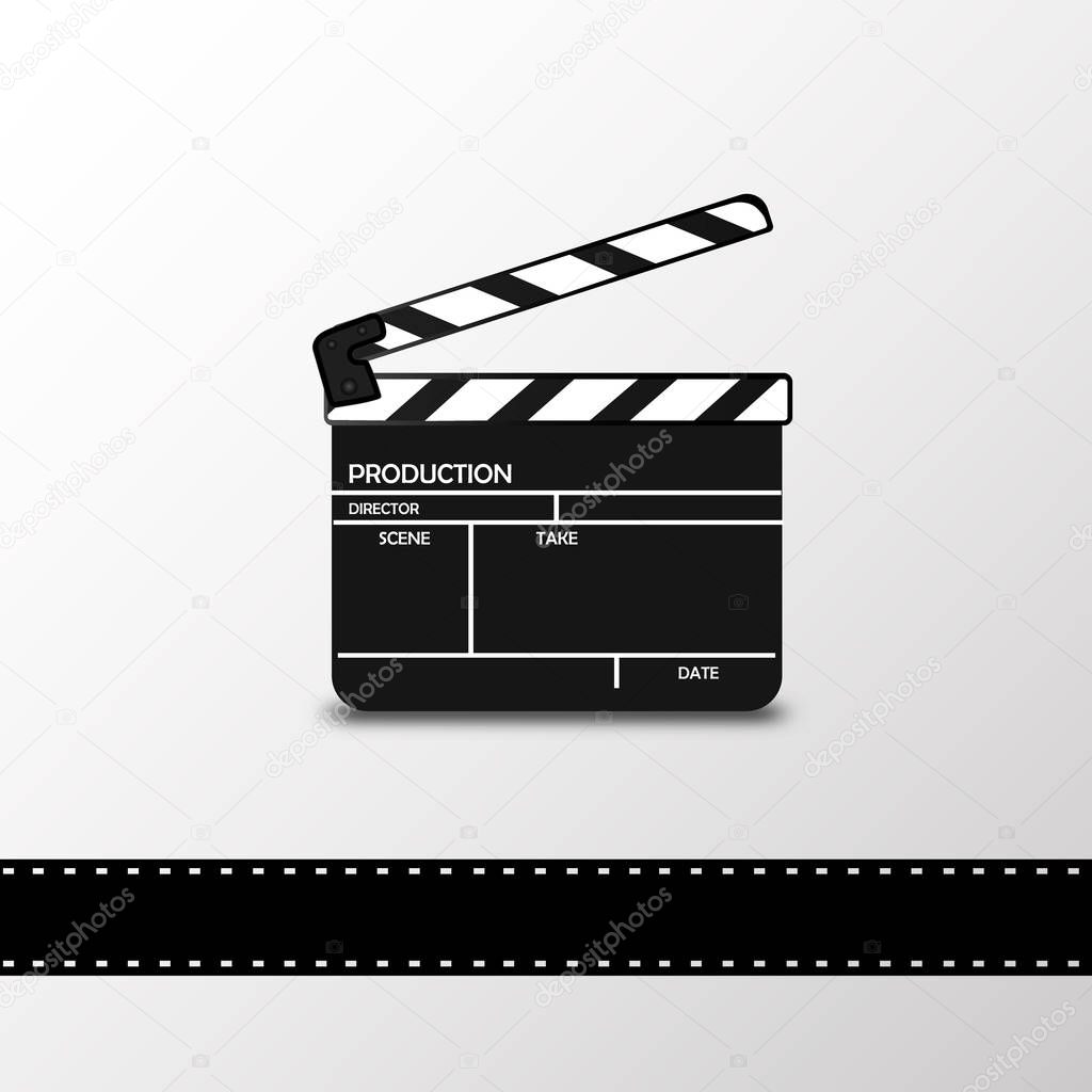Realistic clapper.cinema.Board on a white background.film.time.vector illustration.