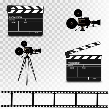 Film clapper panoları izole kümesi. Vektör çizim