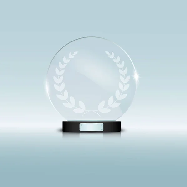 Circle Glass Trophy Award. Vector illustration isolated on grey background — Stock Vector