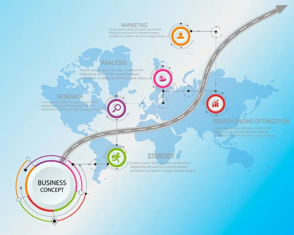 Modelo de design: Road map business timeline, Vector Illustration — Vetor de Stock