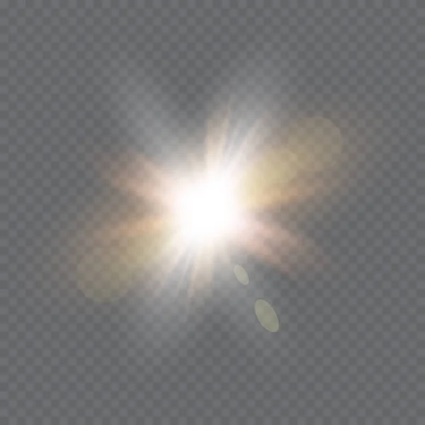 Hvězda na průhledném pozadí, světelný efekt, vektorové ilustrace. exploze se leskne. Sun.Magic — Stockový vektor