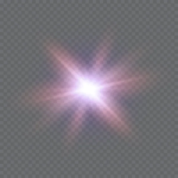 밝은 빛 효과. 별이 스파클 레스와 함께 터져. 태양 — 스톡 벡터