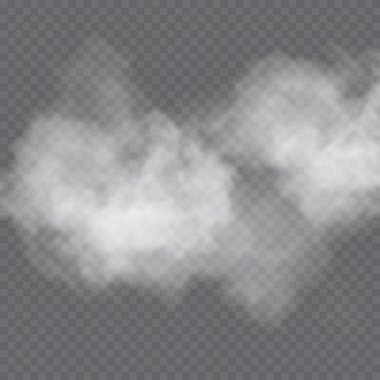 Sis ya da duman izole edilmiş şeffaf özel efekt. Beyaz vektör bulanıklığı, sis veya sis arkaplanı. Vektör illüstrasyonu