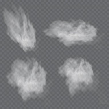 Sis ya da duman izole edilmiş şeffaf özel efekt. Beyaz vektör bulanıklığı, sis veya sis arkaplanı. Vektör illüstrasyonu