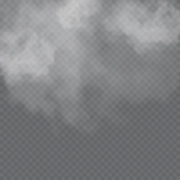 Niebla o humo aislado efecto especial transparente. Nubosidad del vector blanco, niebla o fondo de niebla. Ilustración vectorial — Archivo Imágenes Vectoriales