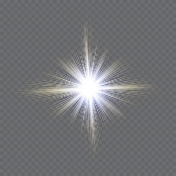 Světelný efekt. Hvězda vybuchla s sparkles.Sun — Stockový vektor