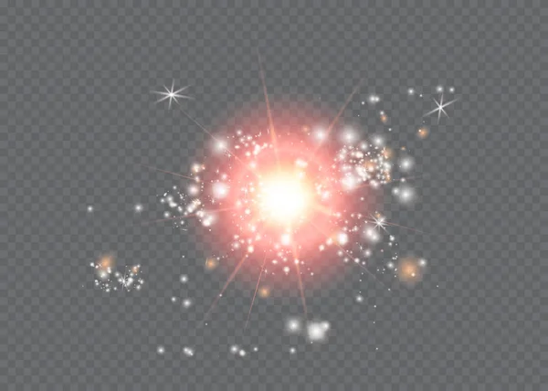 Vektorové zářící hvězdy, světla a jiskry. Průhledné efekty — Stockový vektor