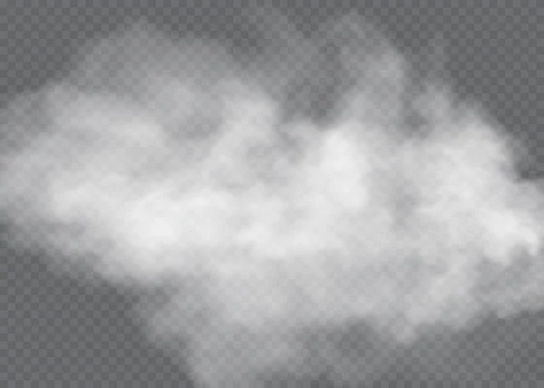 Niebla o humo aislado efecto especial transparente. Nubosidad del vector blanco, niebla o fondo de niebla. Ilustración vectorial — Archivo Imágenes Vectoriales