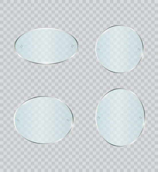 Set de placas de vidrio. Banderas de vidrio vectorial sobre fondo transparente. — Archivo Imágenes Vectoriales